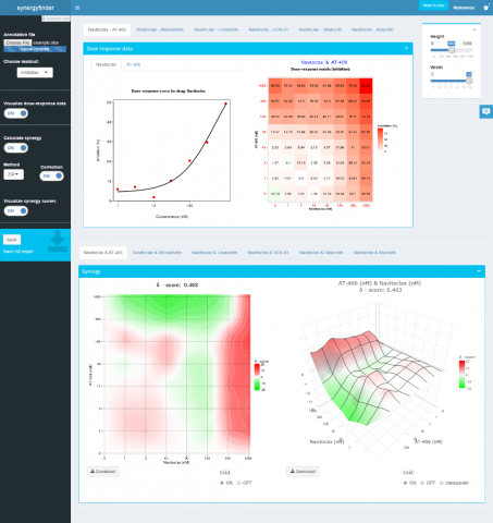snapshot of SynergyFinder web-application